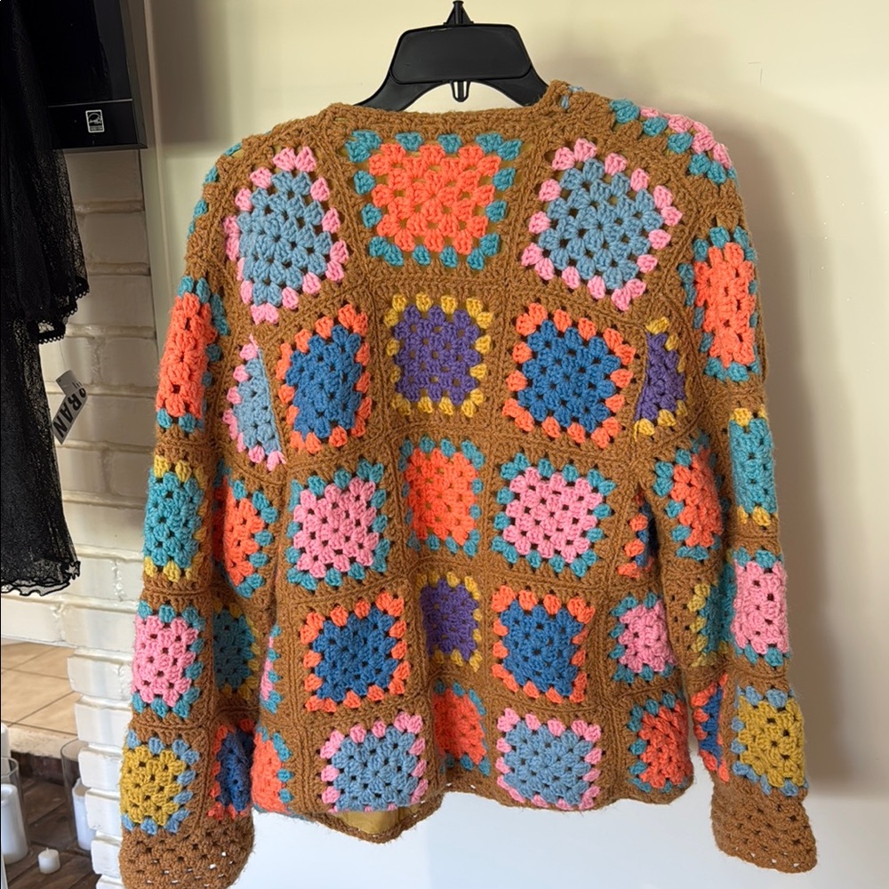 Colorful Crochet Patchwork Cardigan - Picture 3 of 3